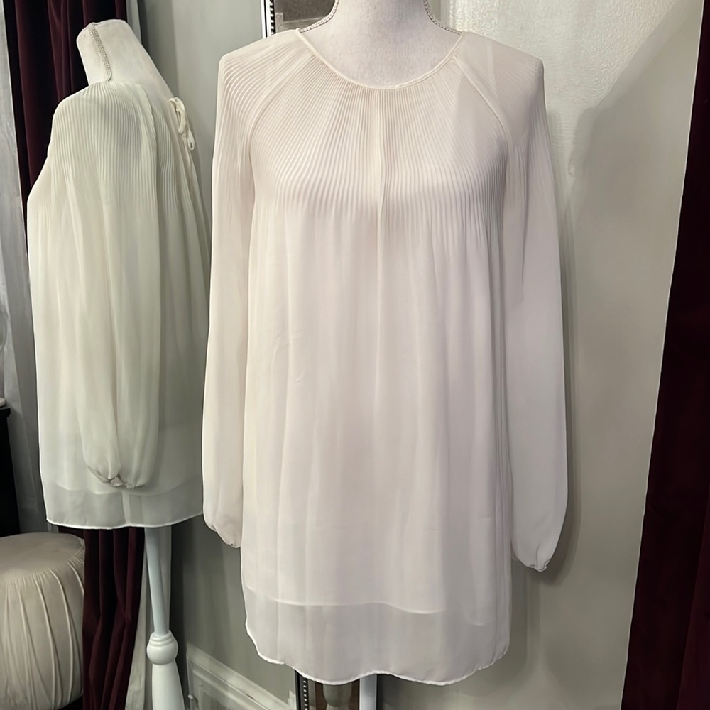 Max Studio White Sheer Long-sleeved Tunic Size Small